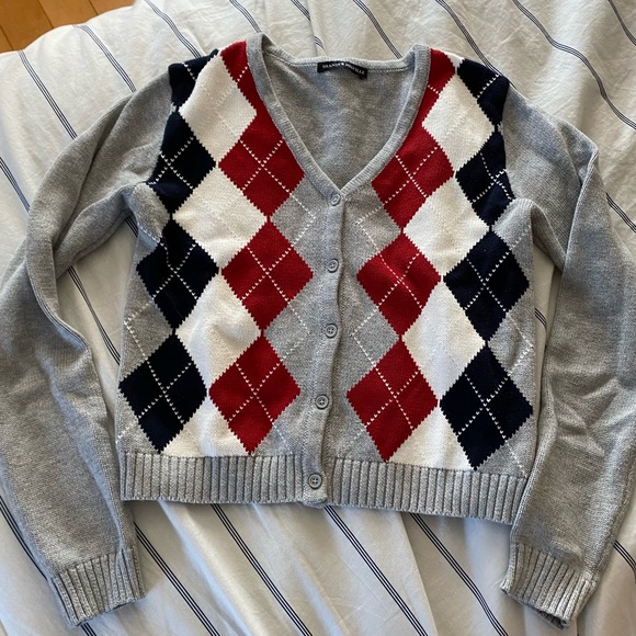 Brandy Melville Sweaters - Argyle style Shannon button up knit sweater